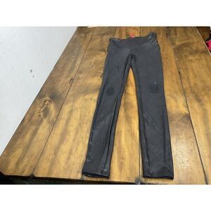 Spanx Faux Black Shiny Leather Leggings Size Small